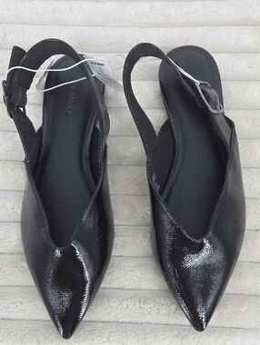 Old Navy Black Patent Pointed Slingback Flats - Women Shoes